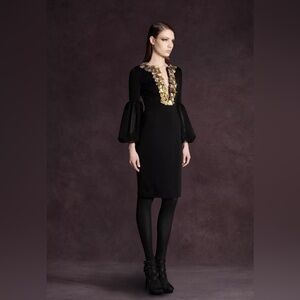 Andrew Gn Paris, feather neck dress sz M